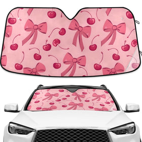 ALAZA Bow Cherry Pink front view showing full windshield coverage and cooling benefit