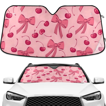 ALAZA Bow Cherry Pink front view showing full windshield coverage and cooling benefit