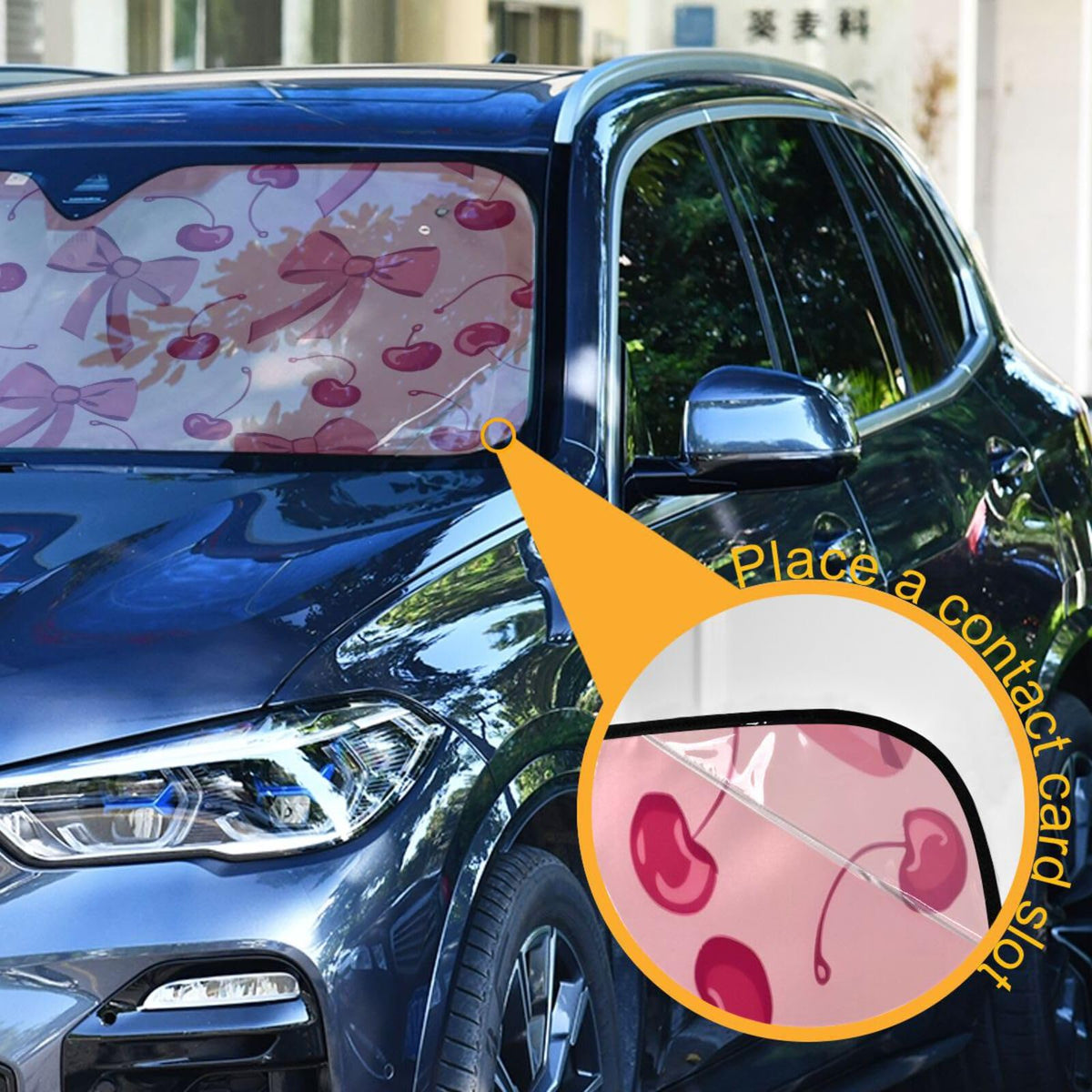 ALAZA Bow Cherry Pink suction cup detail demonstrating secure windshield attachment