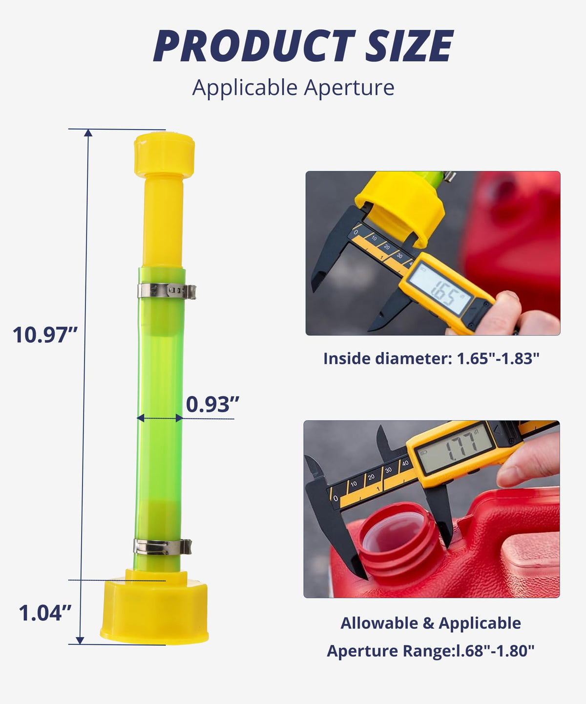 Alepoeza spout beside ruler showing 11.75 inch length for extended reach