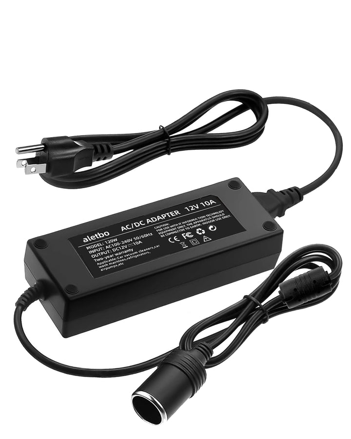 aletbo front view of converter showing cigarette-style outlet and benefits reliable 12V power