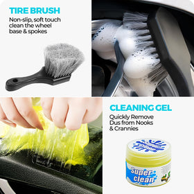 ALFLOD cleaning gel alongside small tools demonstrating gel reaches tight cabin crevices