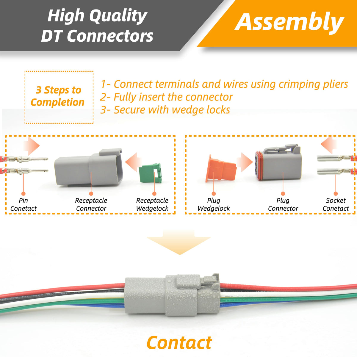 ALFOCI assembled Deutsch connector in hand demonstrating secure fit