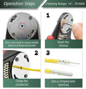 ALFOCI 4-indent crimping tool held by hand ensuring consistent crimps and reliable terminations