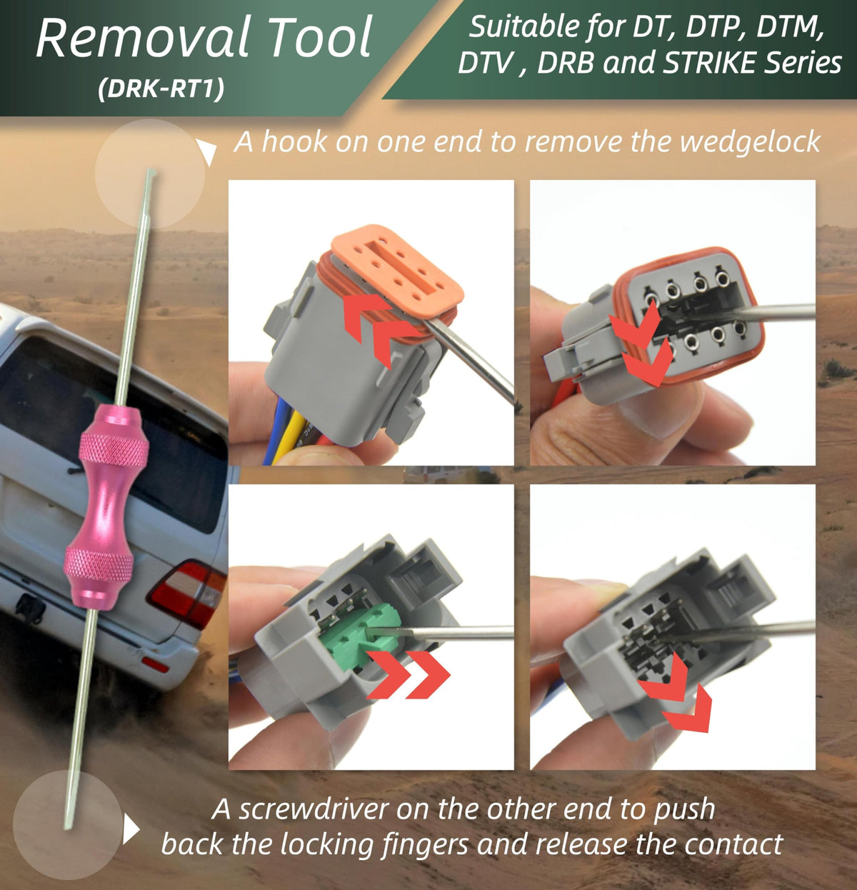 ALFOCI removal tool extracting a pin to show safe disassembly and easy servicing