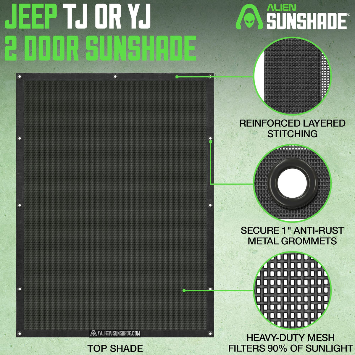 Alien Sunshade bungee cords and grommets detail showing durable attachment