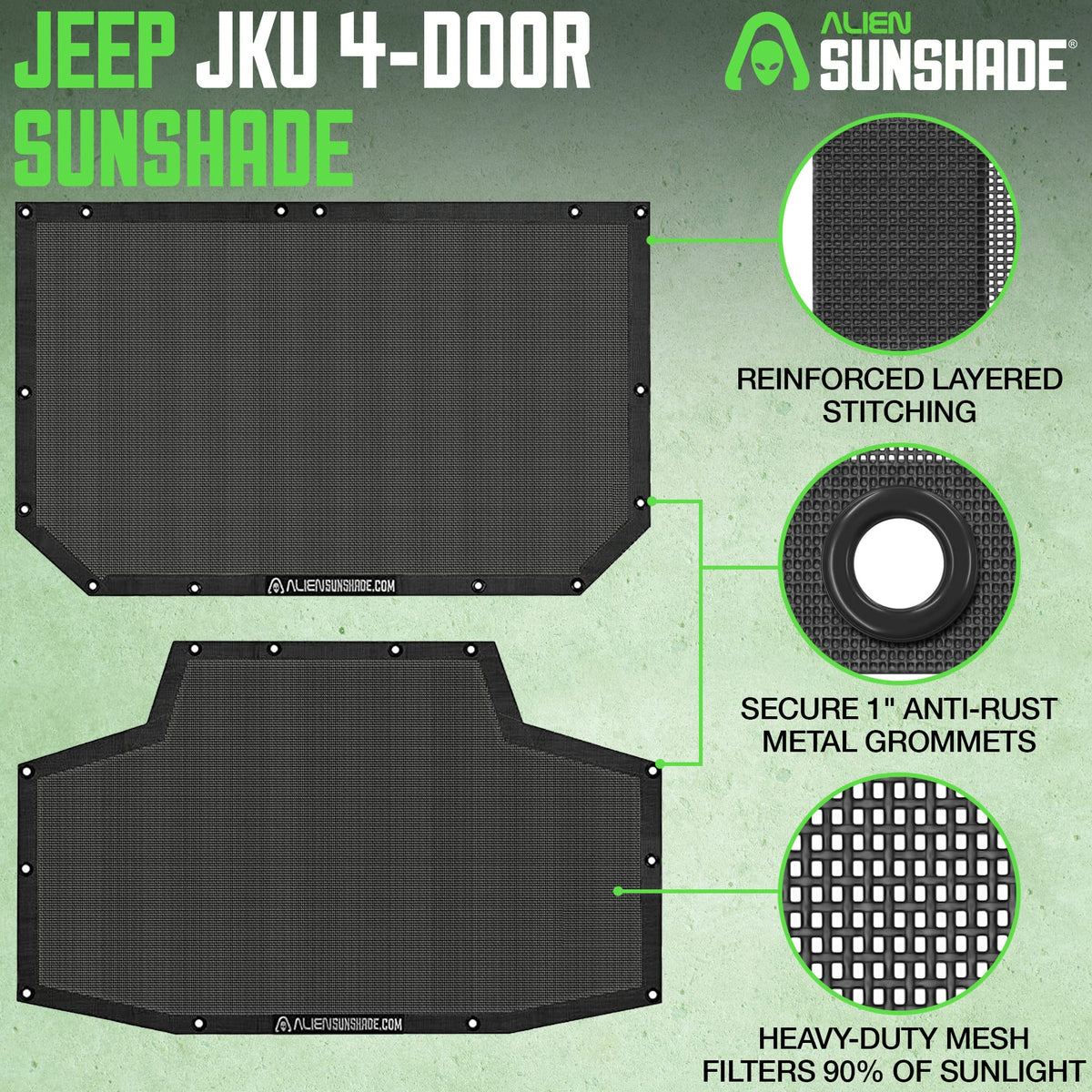 Alien Sunshade close-up of bungee fastening detail demonstrating secure fit