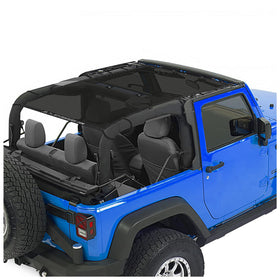 Alien Sunshade front view on Jeep Wrangler JK showing full-coverage and protection