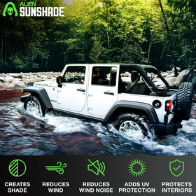 Alien Sunshade in-use during topless driving offering sun protection and airflow