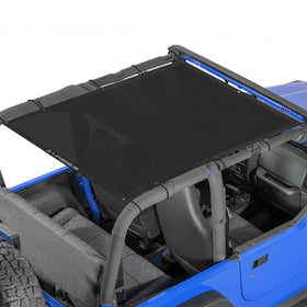 Alien Sunshade front view on Jeep Wrangler showing sun protection benefit