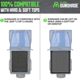 Alien Sunshade tucked under hard top showing seamless integration