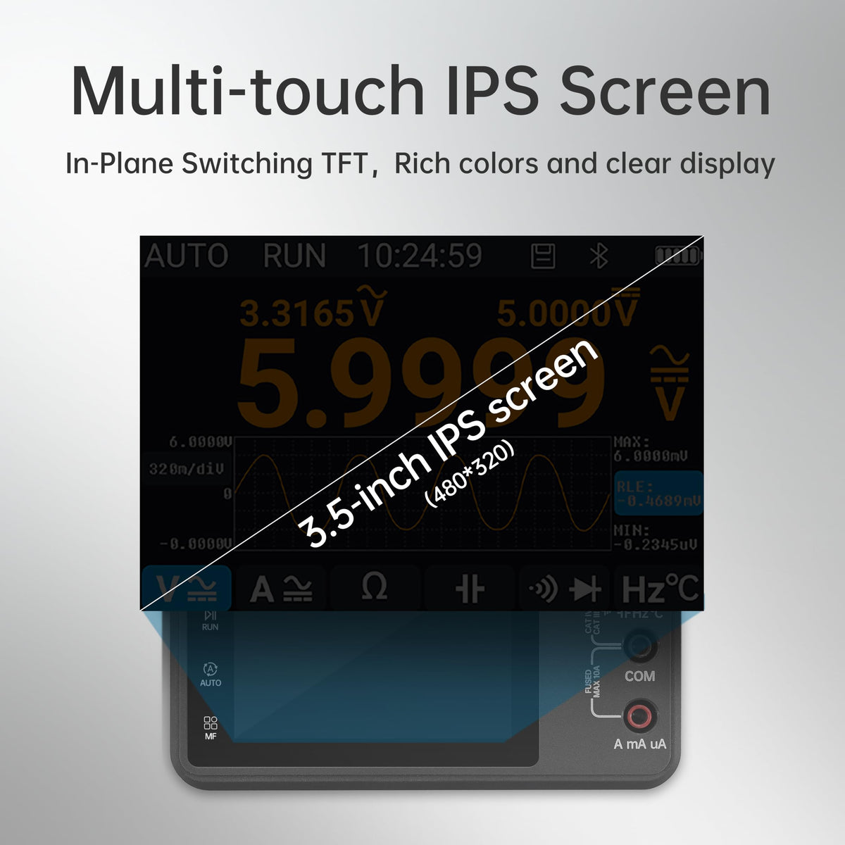 ALIENTEK DM40C held in a hand next to a smartphone to show compact pocket-friendly size