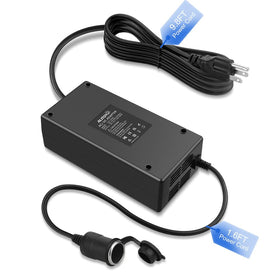 ALITOVE front view of converter showing outlet and plug, reliable home-to-car power