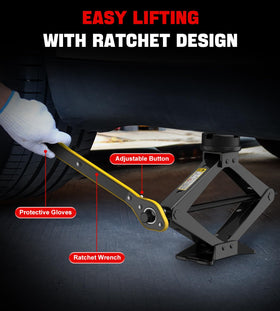 ALIXUEQIN scissor jack lifting a sedan to demonstrate real-world usability