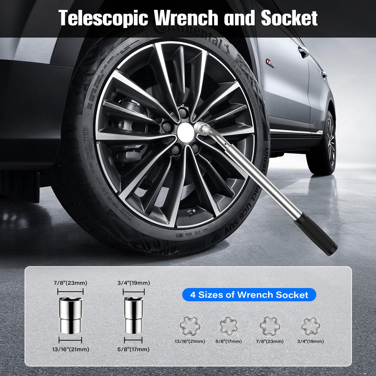 ALIXUEQIN jack next to a car tire for scale highlighting compact portable size benefit