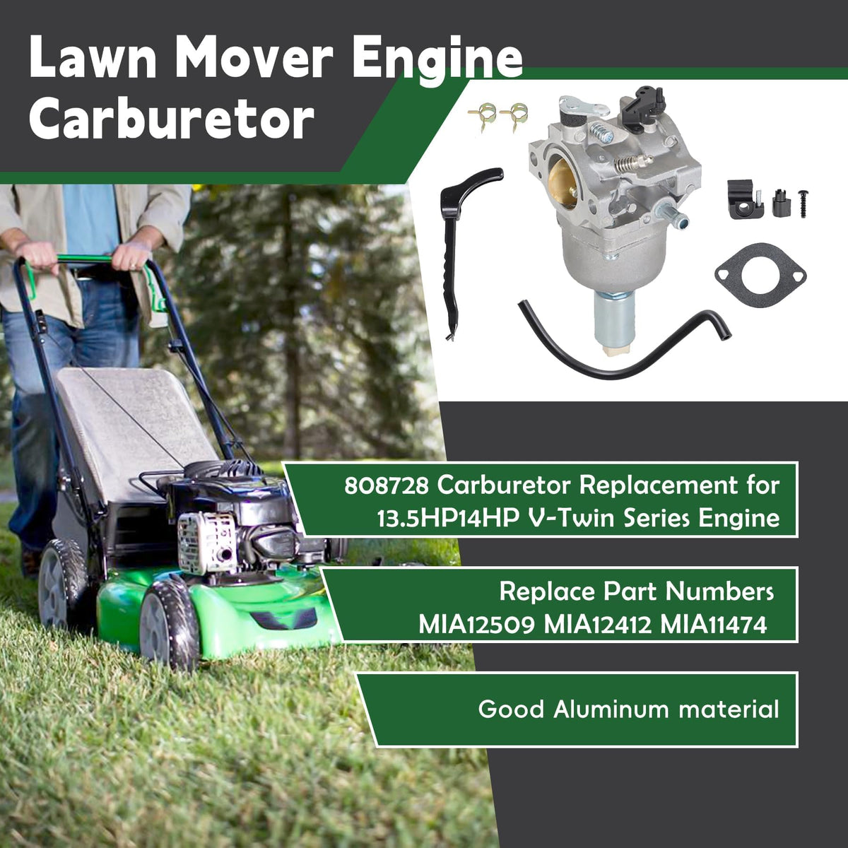 ALL-CARB top detail showing throttle and choke linkage for reliable control