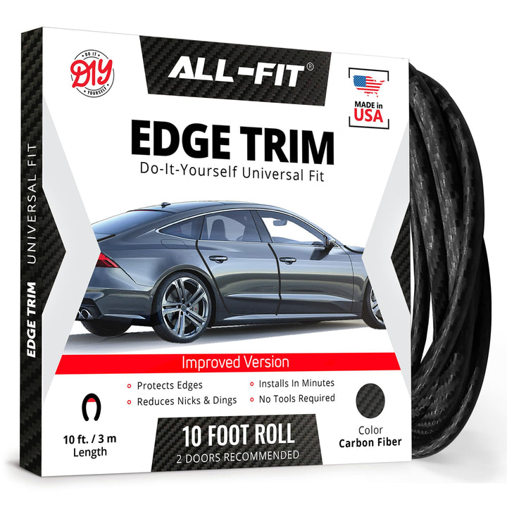 All-Fit Automotive front packaging showing carbon fiber protector and 10 ft length benefit