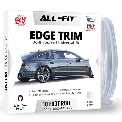 All-Fit Automotive front packaging showing clear edge trim protecting vehicle