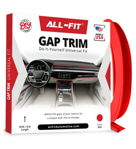 All-Fit Automotive front packaging of red trim shows product and brand benefits