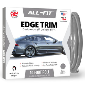 All-Fit Automotive front view of silver edge protector packaging showing product benefit