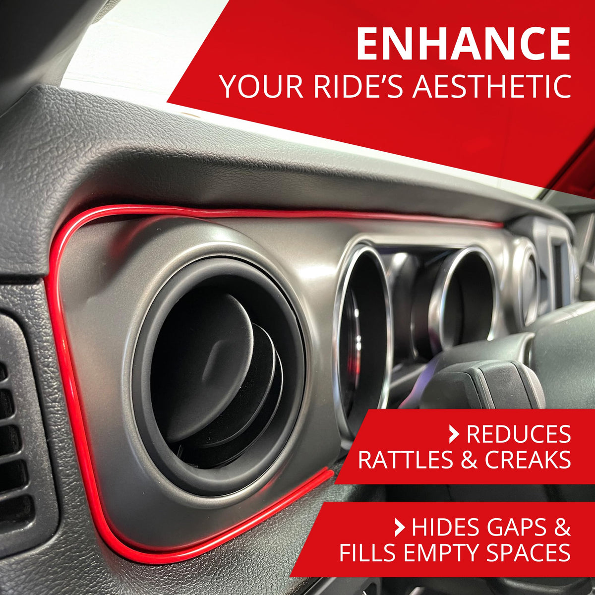 All-Fit Automotive before and after gap comparison demonstrating hidden seams benefit