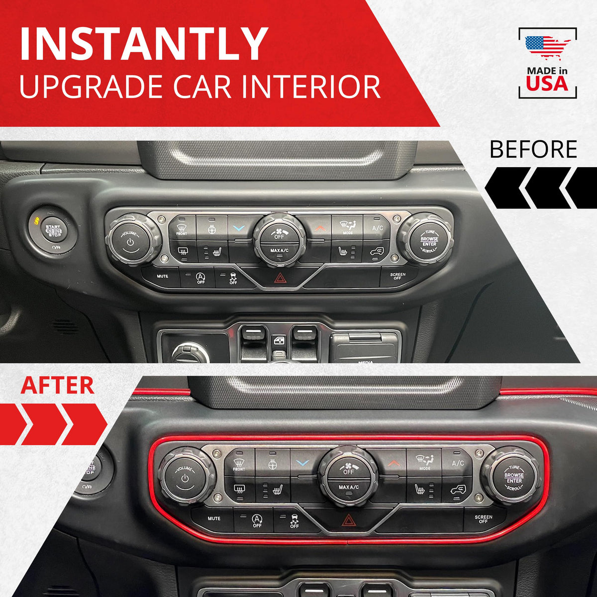 All-Fit Automotive close-up texture of red trim highlights durable flexible material