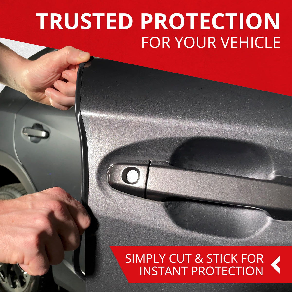 All-Fit Automotive trim beside ruler showing 10 ft length for coverage benefit