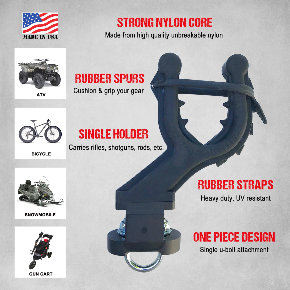 All Rite Products Graspur holding a rifle side profile showing cushioned support