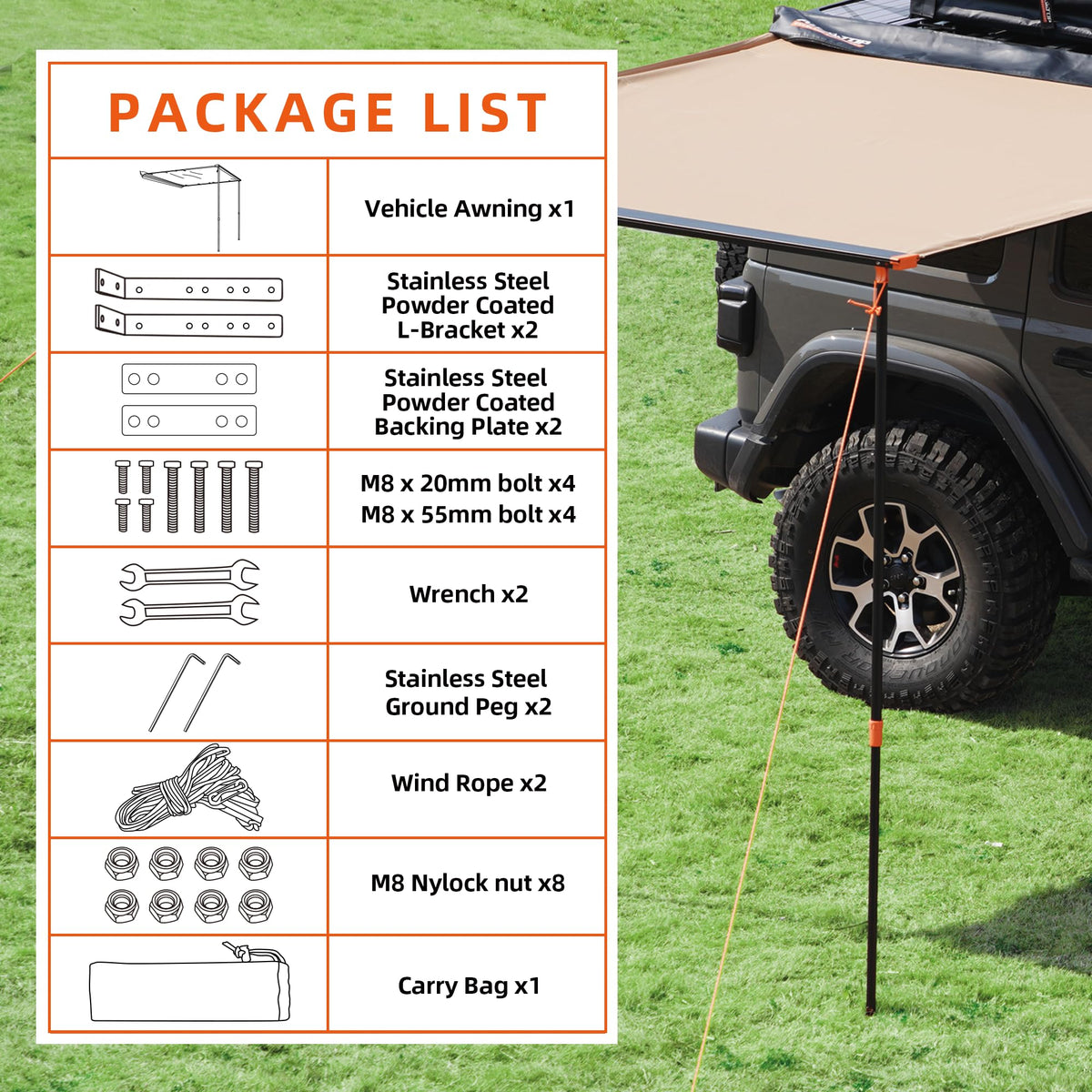 ALL-TOP awning in use at campsite providing shade and shelter for outdoor cooking and seating