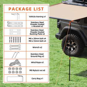 ALL-TOP awning in use at campsite providing shade and shelter for outdoor cooking and seating