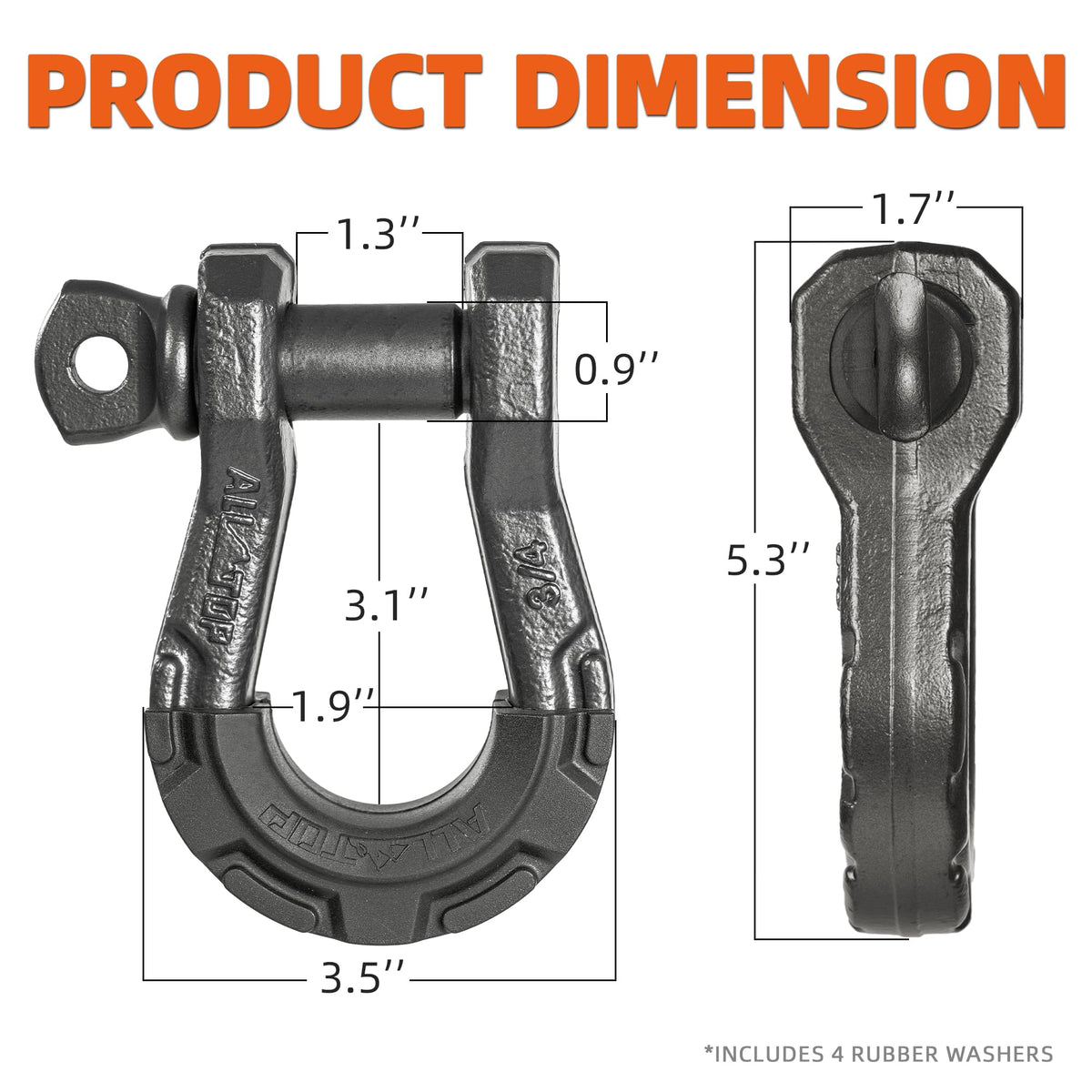 ALL-TOP close-up of 7/8" threaded pin displaying secure engagement and corrosion protection