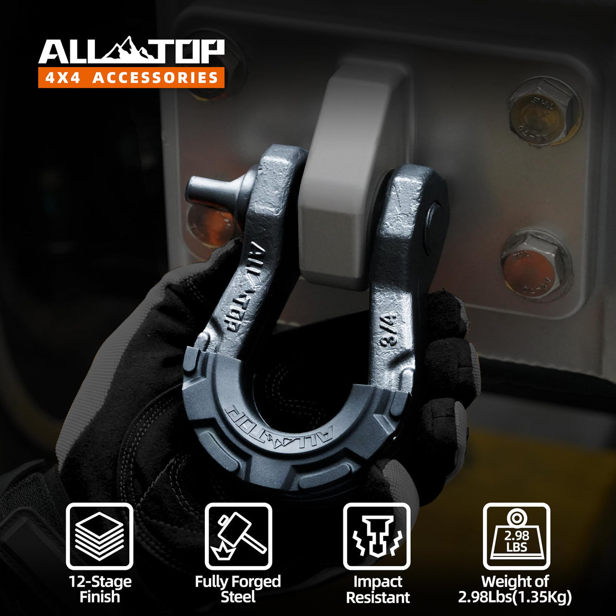 ALL-TOP scale photo next to ruler showing shackle size for easy fit verification