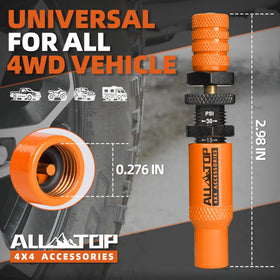 ALL-TOP installed on tire valve demonstrating quick air-down benefit