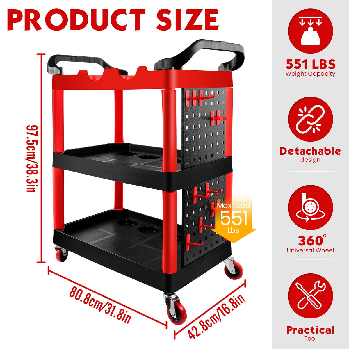 ALL4DETAIL ergonomic handles and swivel wheels for smooth, controlled mobility