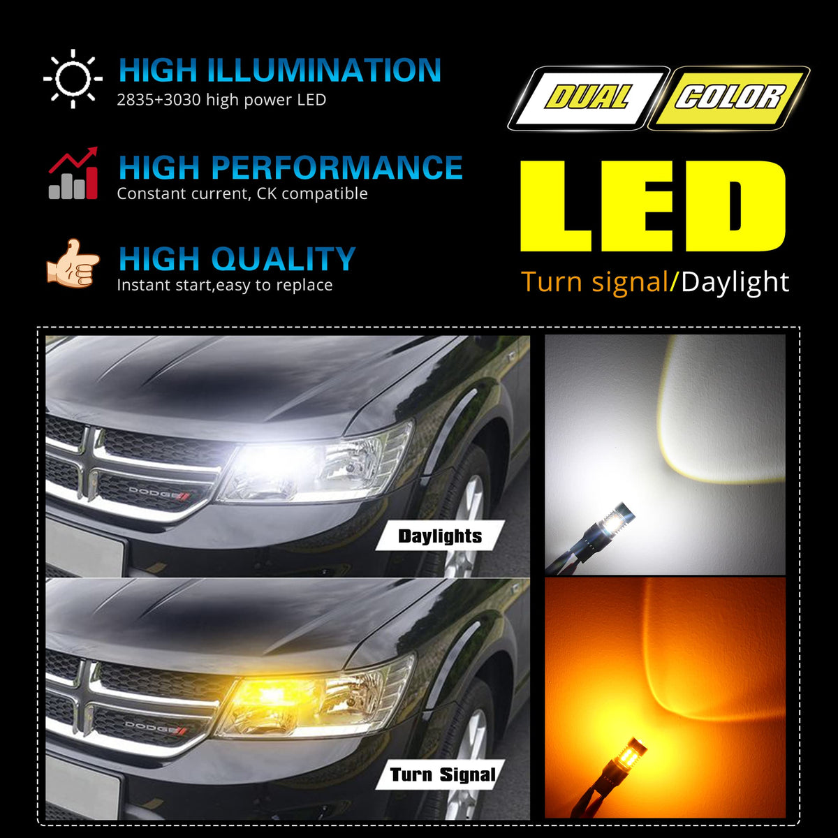 Alla Lighting installed 6000K white DRL showing crisp daylight appearance and style
