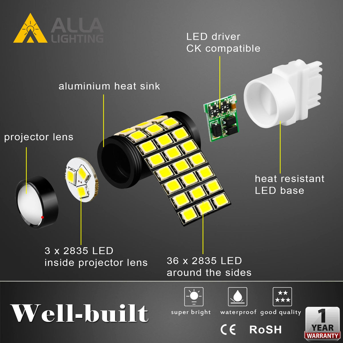 Alla Lighting installed in taillight showing brighter signal