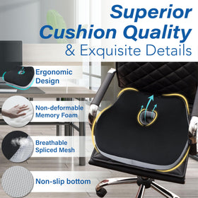 Allaboutsla cushion next to ruler showing 4.5 inch lift for visibility benefit