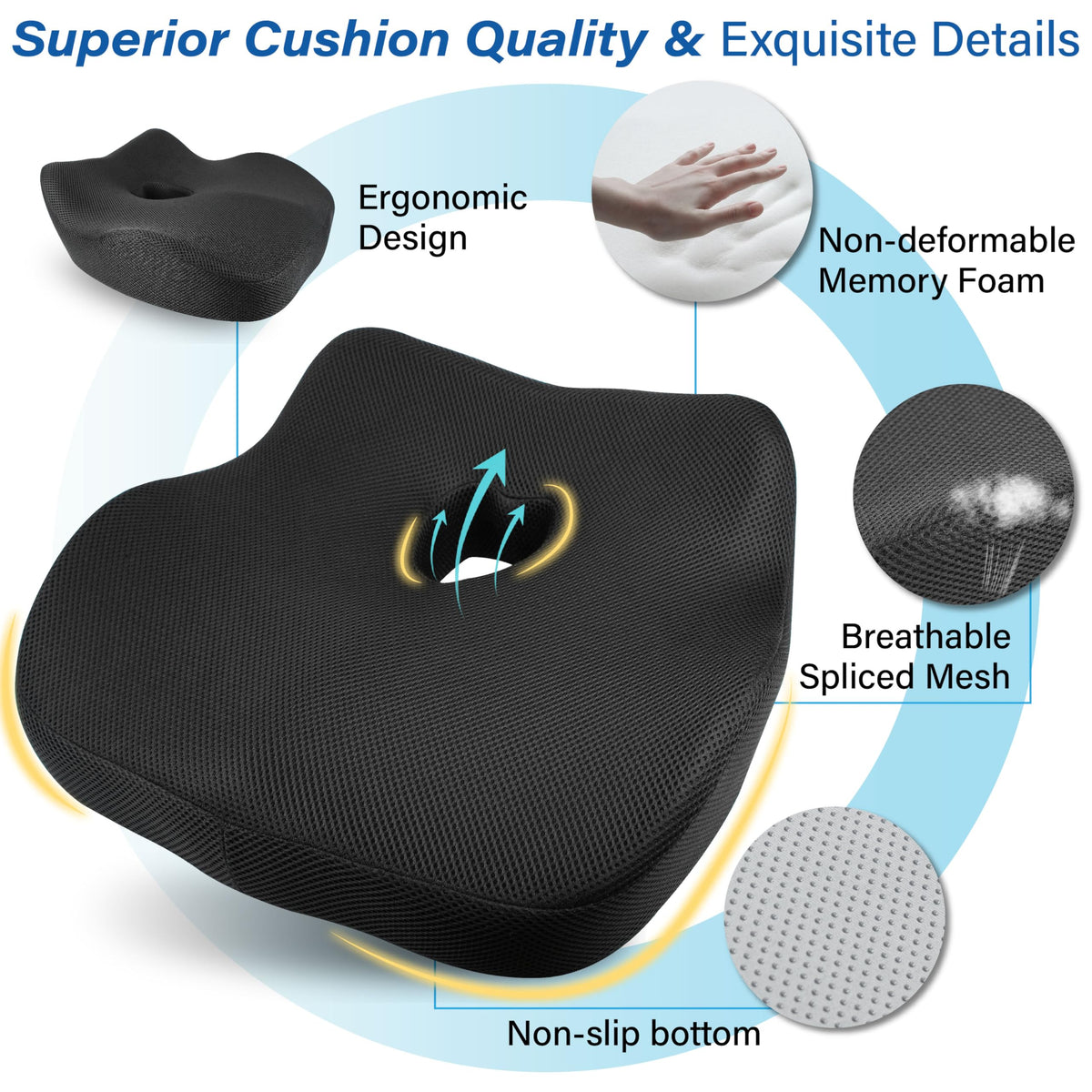 Allaboutsla cushion next to ruler showing exact size and fit confidence