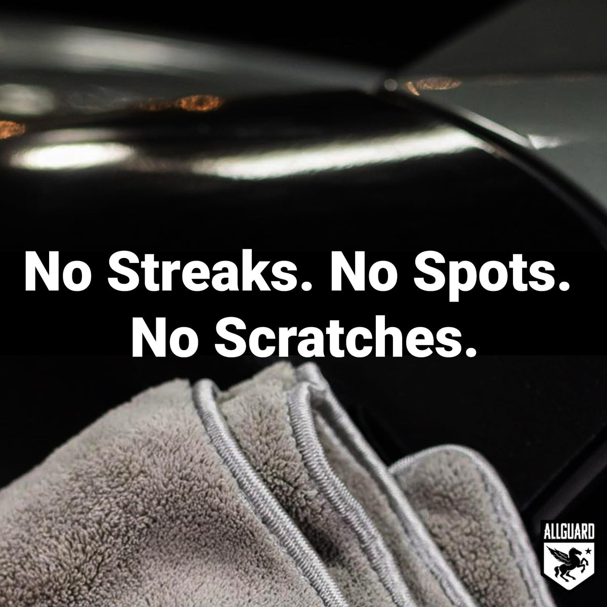 AllGuard towel drying car hood delivering scratch-free water removal