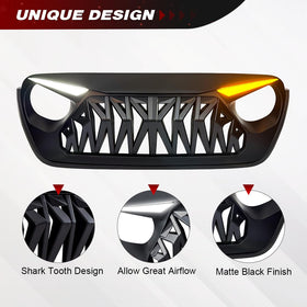Allinoneparts grille installed on Jeep Wrangler demonstrating aggressive front appearance