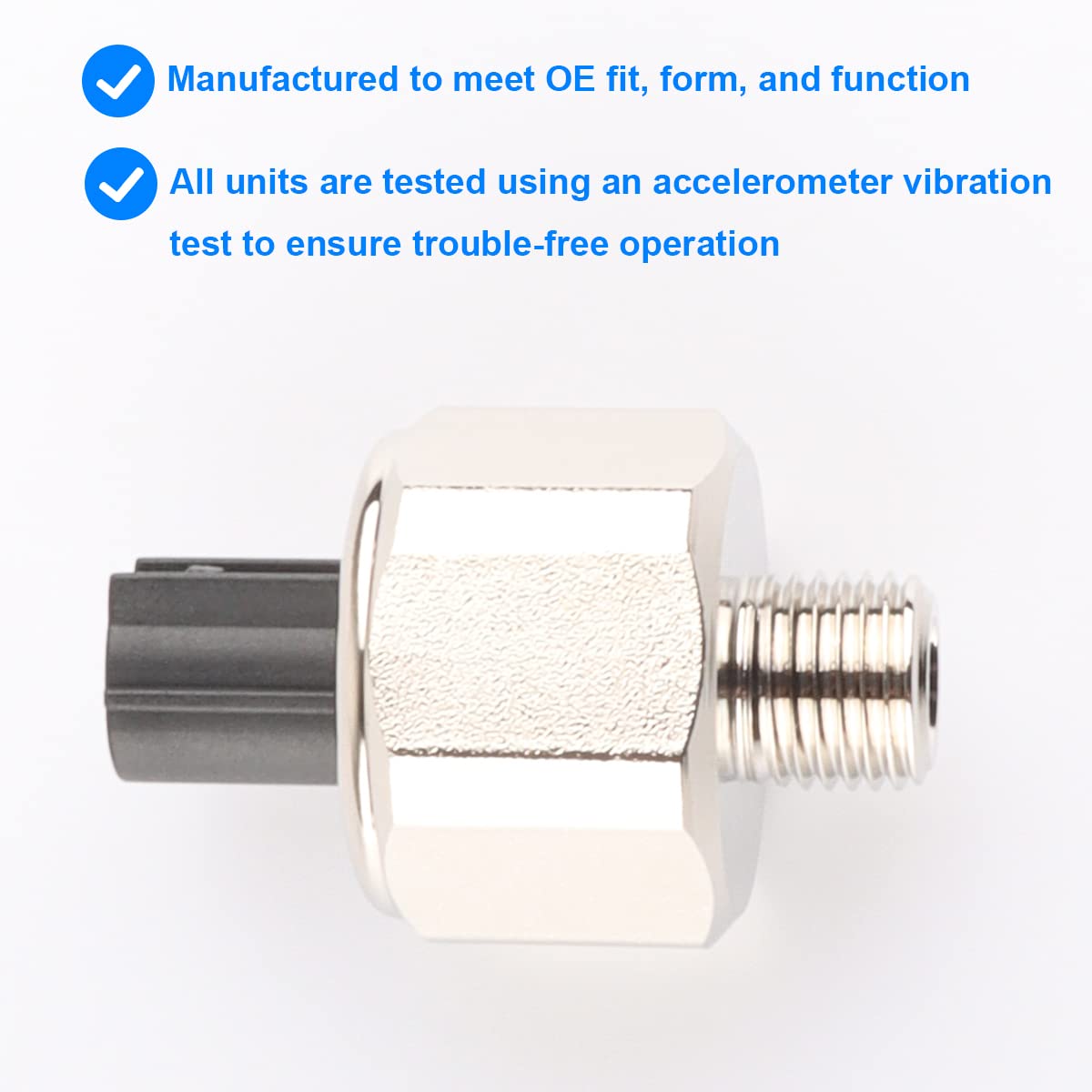 Allmotorparts knock sensor installed in engine showing proper scale and location