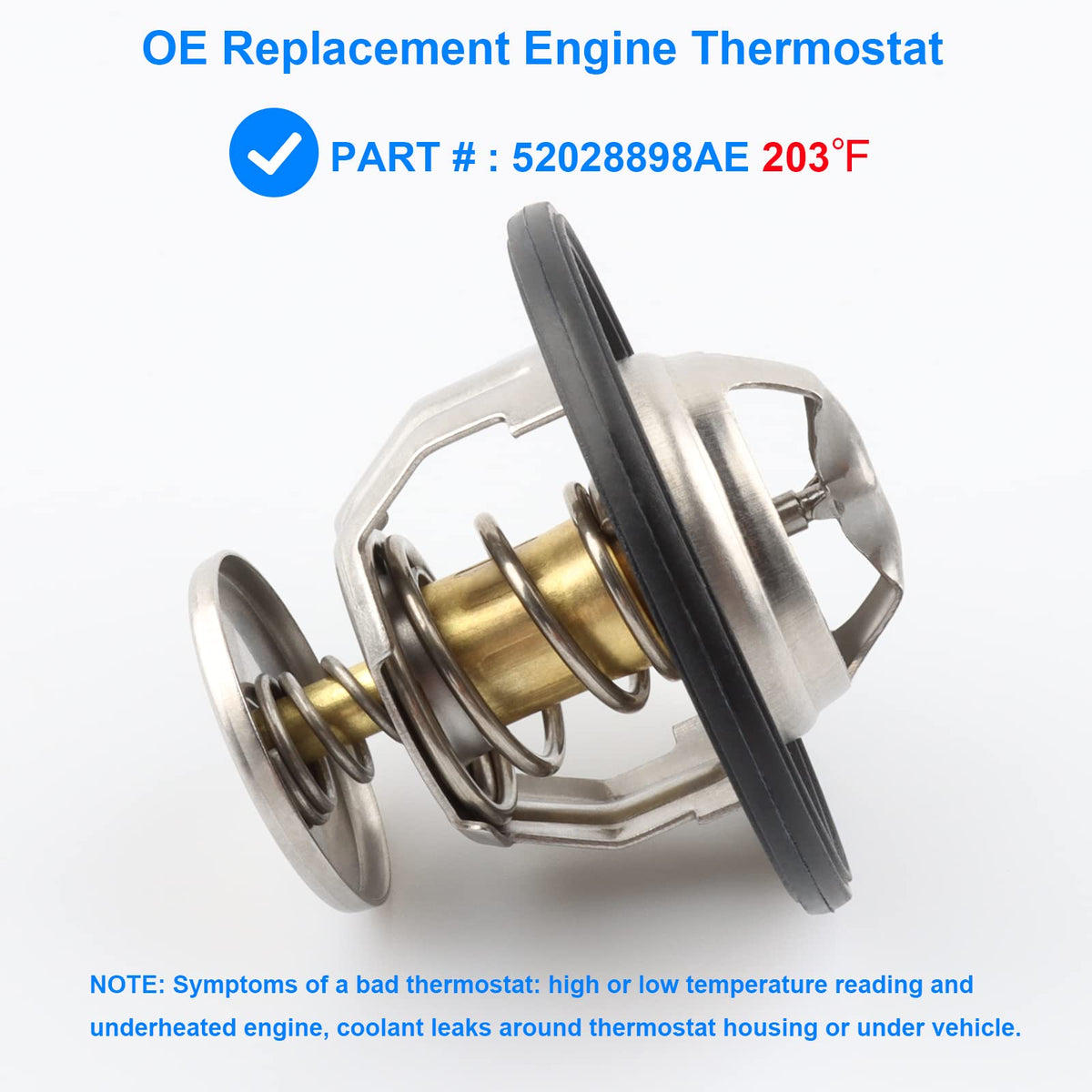 Allmotorparts close-up of thermostat valve and stainless spring for durable operation