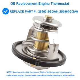 Allmotorparts thermostat with gasket and packaging highlighting complete replacement kit benefits