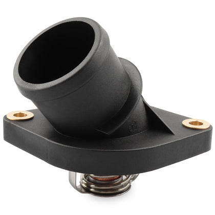 Allmotorparts front view of thermostat housing showing complete assembly and fit