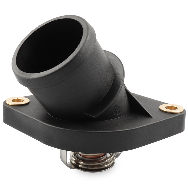 Allmotorparts front view of thermostat housing showing complete assembly and fit