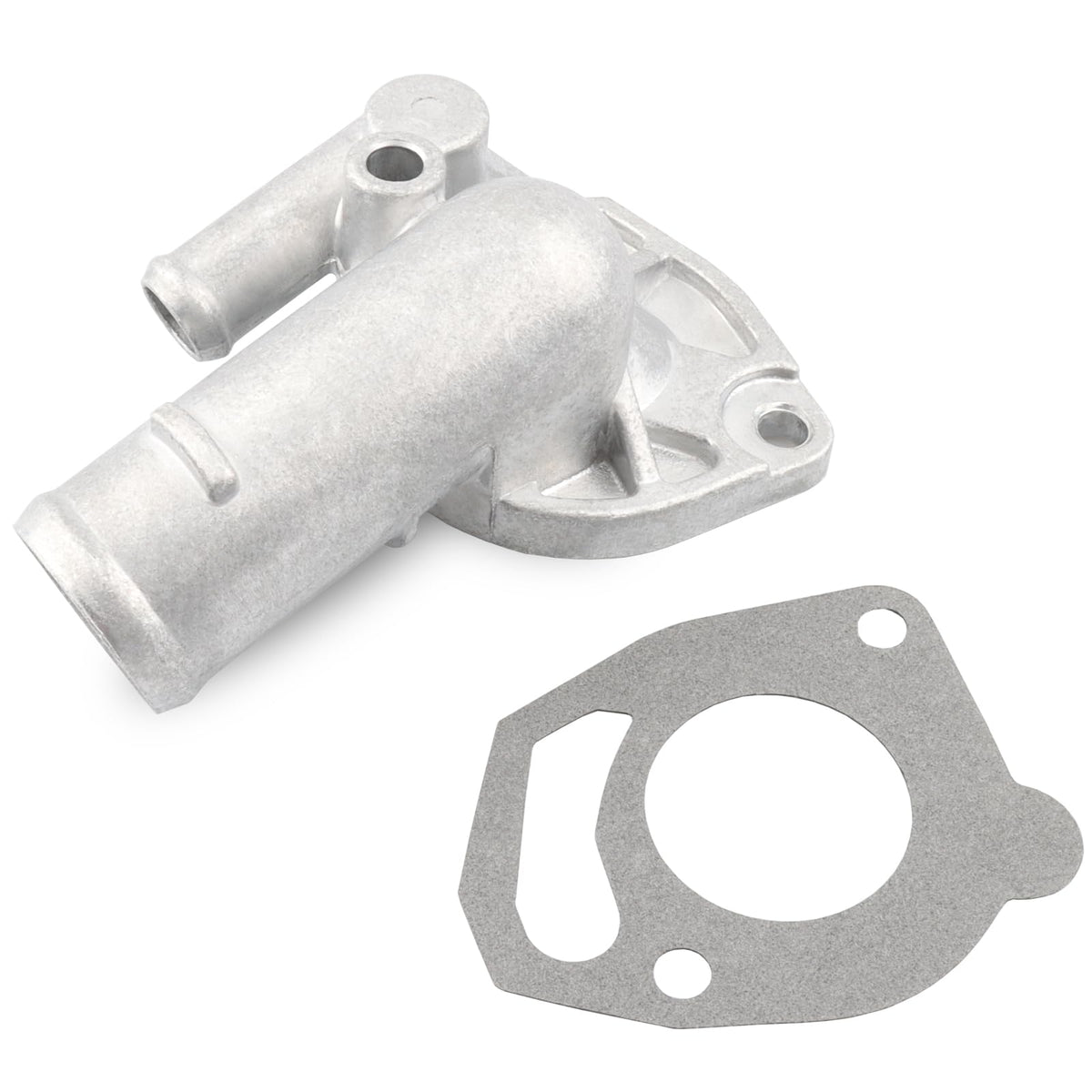 Allmotorparts thermostat housing front view showing complete shape and correct fit