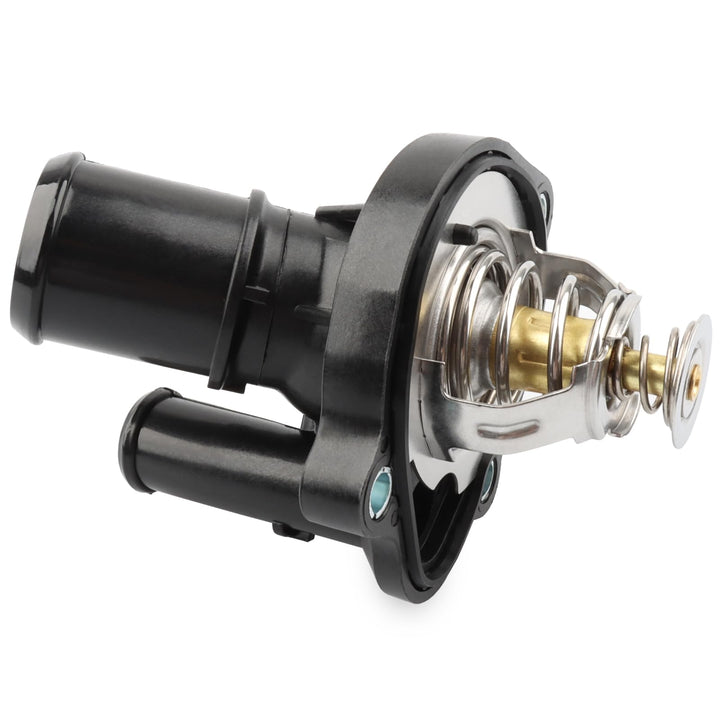 Allmotorparts front view of thermostat housing showing mounting points and correct fit