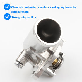 Allmotorparts thermostat housing scale comparison with ruler showing compact size for accurate part selection