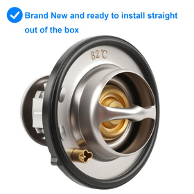 Allmotorparts thermostat installed under hood demonstrating proper fit in Hyundai/Kia outlet casting