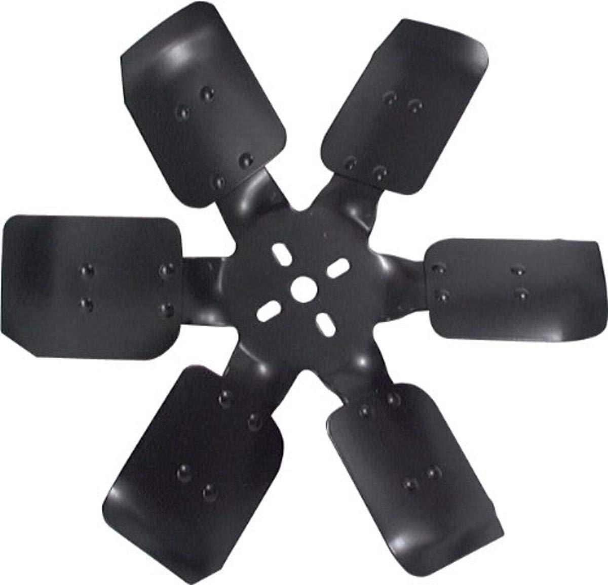 Allstar Performance 18-inch steel 6-blade fan front view showing durable blades and airflow benefit